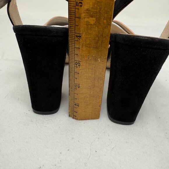 Gadea Sandal Womens Size 38 Black Beige White Suede Block Heel Made In Spain - Picture 7 of 9